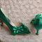 Poročni čevlji iz satenastega metulja stranski votli čevlji z visokimi petami zeleni čevlji za družice - Stran 2