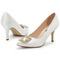 Poročni čevlji z biserno koničastimi visokimi petami, beli satenski poročni čevlji - Stran 1