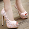 Čipkasti poročni čevlji beli visoki peti, sandale na platformi, banketni čevlji za neveste - Stran 8