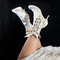 Modni ženski čevlji votle visoke pete bele čipke ženski čevlji poročni ženski čevlji - Stran 4