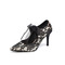 Črne čipke poročni čevlji lok vozel visoke pete koničasti toe strappy čevlji - Stran 1