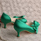 Poročni čevlji iz satenastega metulja stranski votli čevlji z visokimi petami zeleni čevlji za družice - Stran 3