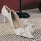 Koničasti enojni čevlji bele čipkaste družinske čevlje poročni poročni čevlji - Stran 4