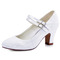 Poročni čevlji iz bele čipke debele pete poročni čevlji z visoko peto družice - Stran 1