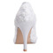 Pomladna čipka plitva usta poudarjena enojni čevlji vezene rože visoke pete bele poročne čevlje - Stran 4