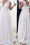 Zadrgo Plaža Brez rokavov Naravni pasu V-vratu Poročne obleko - Stran 1