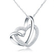 Preproste srebrne ženske dvojno srce ključe in obesek