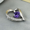vijolična Silver Heart-shaped Intarzijski diamant nakit Ženske ogrlica