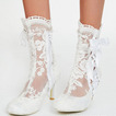 Modni ženski čevlji votle visoke pete bele čipke ženski čevlji poročni ženski čevlji