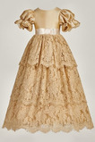 Pomlad Kratkimi rokavi Dolga Poudarjen lok Vintage Otroške obleko