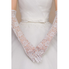 Poroka Rokavice Lace Fabric Svečana Lace poln prst