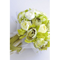 Bela kamelija zelena korejski nevesta simulacije cvetje za poroko v roki