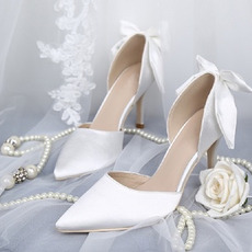 Beli poročni čevlji satenski poročni čevlji z visokimi petami jesenski in zimski modeli