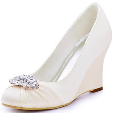 10 cm ženski čevlji z visoko peto na debeli peti in poročni čevlji z veliko peto