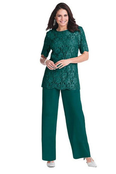 Hlače obleka Čipke Naravni pasu T-majica Mati obleko s hlačami