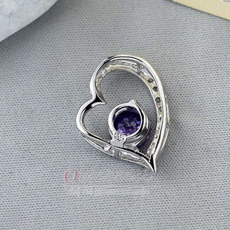 vijolična Silver Heart-shaped Intarzijski diamant nakit Ženske ogrlica - Stran 2