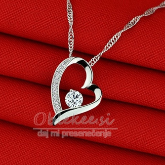 vijolična Silver Heart-shaped Intarzijski diamant nakit Ženske ogrlica - Stran 3