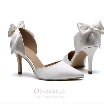 Beli poročni čevlji satenski poročni čevlji z visokimi petami jesenski in zimski modeli - Stran 2