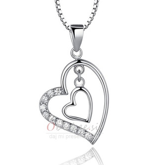 Silver Heart-shaped Ženske Kratek Intarzijski diamantna ogrlica - Stran 1