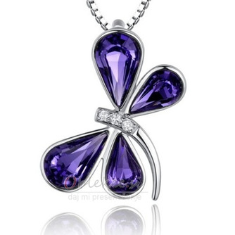 Dragonfly Ženske Crystal vijolična srebrna Dobava debelo ogrlica - Stran 1