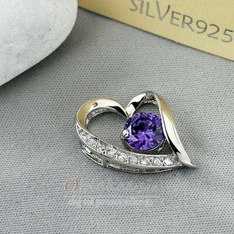 vijolična Silver Heart-shaped Intarzijski diamant nakit Ženske ogrlica - Stran 1