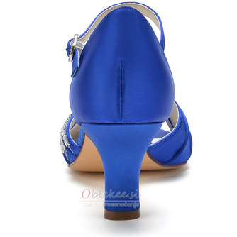 Poročni čevlji iz satenastega metulja stranski votli čevlji z visokimi petami zeleni čevlji za družice - Stran 7