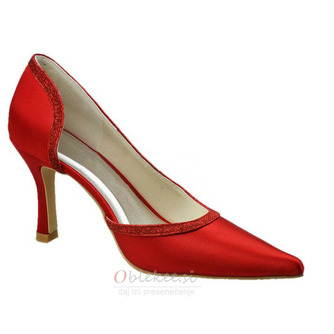 Koničasti rdeči čevlji na visoki petki iz satenastega banketnega obleka - Stran 3