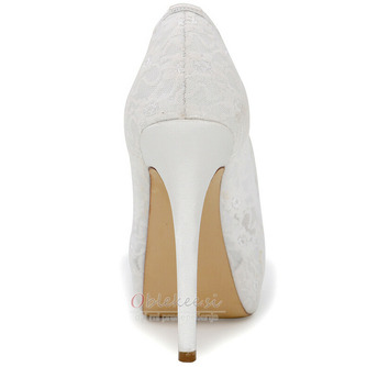 Čipkasti poročni čevlji beli visoki peti, sandale na platformi, banketni čevlji za neveste - Stran 4