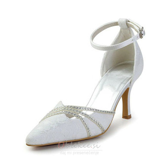 Poročni čevlji iz bele čipke poročni čevlji z okrasnimi ženskimi čevlji z okrasnim nosorogovim stiletom - Stran 1