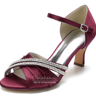 Poročni čevlji iz satenastega metulja stranski votli čevlji z visokimi petami zeleni čevlji za družice - Stran 10