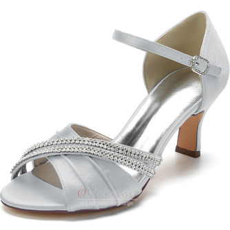 Poročni čevlji iz satenastega metulja stranski votli čevlji z visokimi petami zeleni čevlji za družice - Stran 3