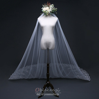 Poročna poročna tančica s prevlečeno tančico Chic Lace Veil Poročni dodatki Veil Factory Outlet - Stran 4