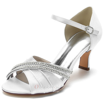 Poročni čevlji iz satenastega metulja stranski votli čevlji z visokimi petami zeleni čevlji za družice - Stran 1