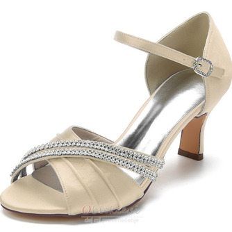 Poročni čevlji iz satenastega metulja stranski votli čevlji z visokimi petami zeleni čevlji za družice - Stran 4