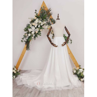 Poročna poročna obleka s snemljivim vlečkom, snemljivim nadkrilcem in vlaknom, prilagojena satenasta prevleka - Stran 1
