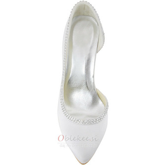 Poročni čevlji iz satenaste svile s poudarjenim prstom stranski votli stiletto poročni čevlji - Stran 2