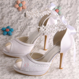 Poročni stiletto poročni čevlji z odprtimi prsti sandali poročne velike družinske čevlje - Stran 3