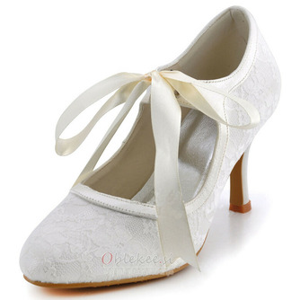 Beli čipkasti čipkasti poročni čevlji plus velikost visoke pete Bridesmaid visoke pete - Stran 1