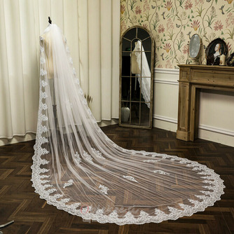 Enoslojni čipkani tančici poročni dodatki poročna bela tančica iz slonovine s kovinsko tančico za lase - Stran 1