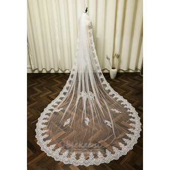 Enoslojni čipkani tančici poročni dodatki poročna bela tančica iz slonovine s kovinsko tančico za lase - Stran 2