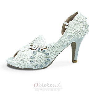 Saten velike velikosti poročni čevlji čipke cvet visoke pete poročni čevlji družica čevlji - Stran 3