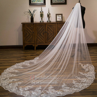 Poročna vlečna tančica poročni dodatki tančica z glavnikom za lase 3 metre dolga tančica iz čipke z bleščicami - Stran 2