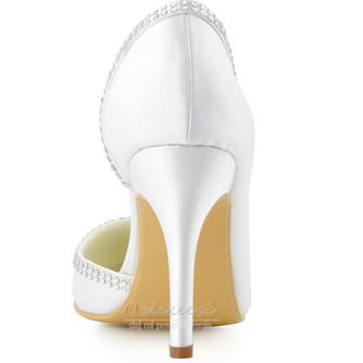Poročni čevlji iz satenaste svile s poudarjenim prstom stranski votli stiletto poročni čevlji - Stran 5