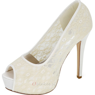 Čipkasti poročni čevlji beli visoki peti, sandale na platformi, banketni čevlji za neveste - Stran 6