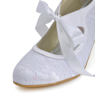 Beli čipkasti čipkasti poročni čevlji plus velikost visoke pete Bridesmaid visoke pete - Stran 4