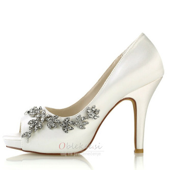 Ženski poročni čevlji Poročni čevlji z bleščicami, kristali, bleščicami, poročne pete, okrašeni z dragulji, Poročni čevlji z visoko peto z visoko peto z okrasnimi kristali in stiletto peto Peep Toe - Stran 1