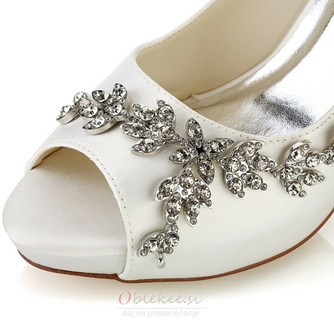 Ženski poročni čevlji Poročni čevlji z bleščicami, kristali, bleščicami, poročne pete, okrašeni z dragulji, Poročni čevlji z visoko peto z visoko peto z okrasnimi kristali in stiletto peto Peep Toe - Stran 4