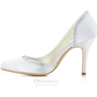 Poročni čevlji iz satenaste svile s poudarjenim prstom stranski votli stiletto poročni čevlji - Stran 3