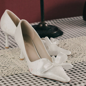 Koničasti enojni čevlji bele čipkaste družinske čevlje poročni poročni čevlji - Stran 4