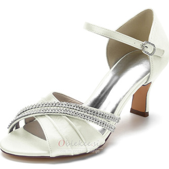 Poročni čevlji iz satenastega metulja stranski votli čevlji z visokimi petami zeleni čevlji za družice - Stran 2